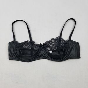 Ohlala Cheri black satin and lace Perisian demi bra